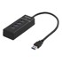 DELTACO USB hub 3.0, 4x USB-A, aluminijski, crni 