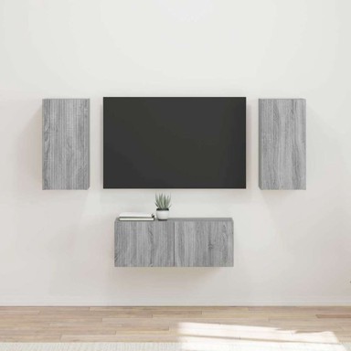Set zidnih TV komoda 6 kom, konstruirano drvo, siva sonoma