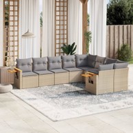 9-dijelni set vrtnih sofa s jastucima bež od poliratana