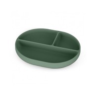 PETITEMARS Silikonski ovalni tanjur s odjeljcima i vakuumom 6 m+ Take&Match, Misty Green