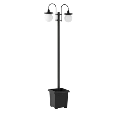 Solarna podna lampa s 2 glave i senzorom svjetla, podesiva visina 182 cm, IP44, crna