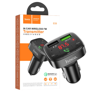 HOCO FM modulator E59 Promise, Bluetooth, 12/24V, 2xUSB, microSD, PD 18W