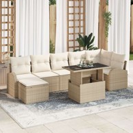Set vrtnih sofa od 8 komada s jastucima, poliratan, bež
