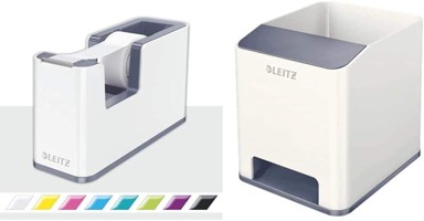 LEITZ dozator ljepljive trake WOW i kutija za olovke, biserno bijelo-sivi
