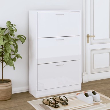 Ormarić za cipele sjajni bijeli 63x24x103 cm konstruirano drvo