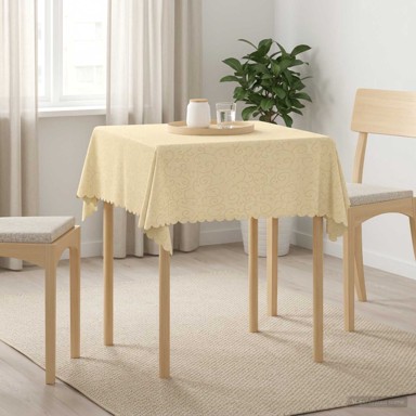 Tkanina za stol kvadratna 110 x 110 cm, krem bijela