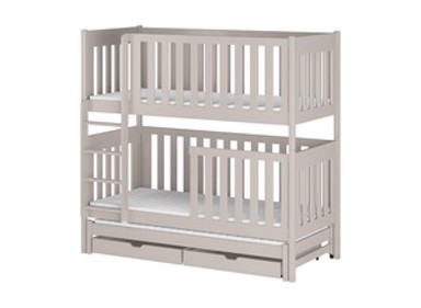 Drveni dječji krevet na kat Emilka s tri kreveta i ladicom, 190 x 90 cm, kašmir