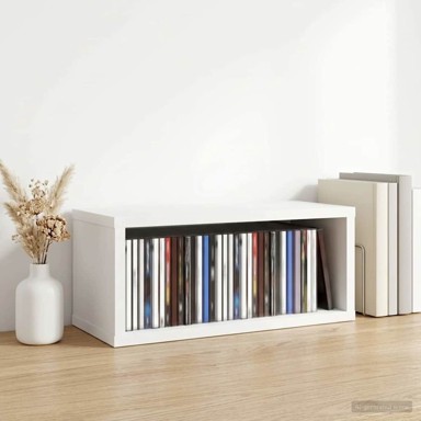Stalak za CD-ove, 40 × 17 × 17 cm, konstruirano drvo, bijeli