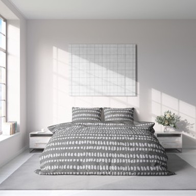 ESSENZA Posteljina Geometric Line, 200 x 200 cm, sivo-bijela