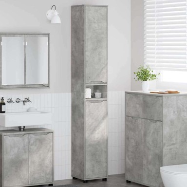 Kupaonski ormar s policom, 30,5 x 30 x 195 cm, betonsko sivi