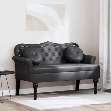 Chesterfield klupa 120,5×65×75 cm umjetna koža, crna