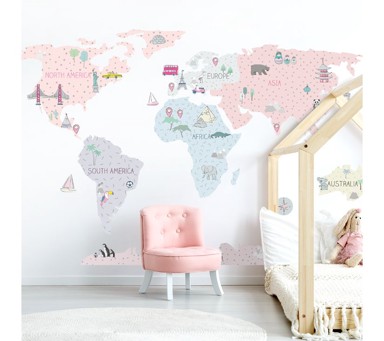 PASTELOWE Zidne naljepnice Karta S, roza