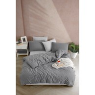 MIJOLNIR Posteljina Yarn Dyed za krevet za jednu osobu 140x200 cm Antracitno siva