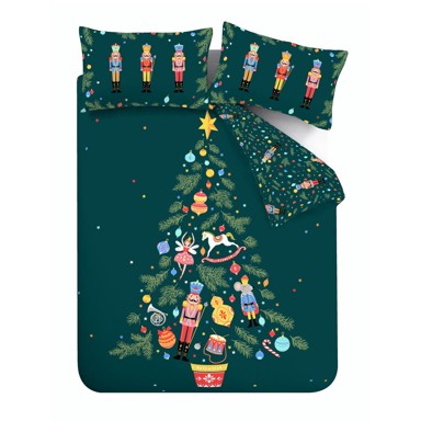 CATHERINE LANSFIELD Posteljina Nutcracker 135x200 cm Tamno zelena