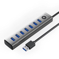 ORICO Hub CL7U-U3 7x USB-A 3.0 + USB-C 5V/3A 1m, sivo