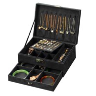 LIVEFY Kutija za nakit Jewelery Organizer, crno, baršun, 23 x 17 x 11 cm