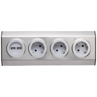 HOME Strujni razdjeljnik sa 3 utičnice + USB, INOX - KNV 03/USB