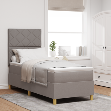 Box Spring krevet s madracem i LED, tkanina, 80x200 cm, taupe