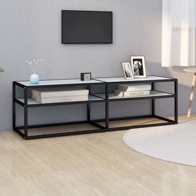 TV ormarić boja bijelog mramora 140x40x40,5 cm kaljeno staklo
