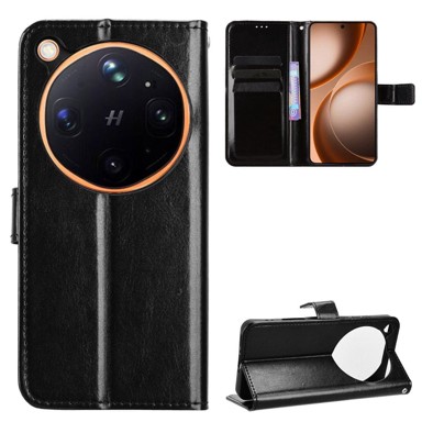 Preklopna futrola za Oppo Find X9 Ultra, novčanik Crazy Horse, crna