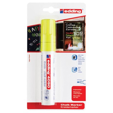 EDDING Marker-kreda za staklo 4090/1, 4-15 mm, neon žuti, blister pakiranje
