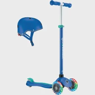 GLOBBER Romobil Primo Plus Lights s kacigom tamno plava/tirkizna