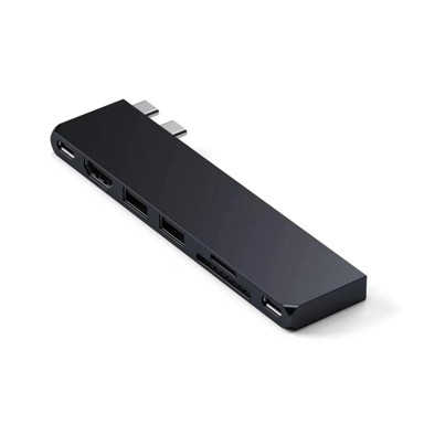 SATECHI Docking stanica PRO SLIM, USB-C, 2x USB-A, 1x HDMI, 2xUSB-C, 1x SD/microSD, crni