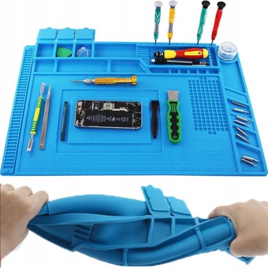 DEXXER Antistatička silikonska lemna podloga, 45×30 cm, s organizatorom