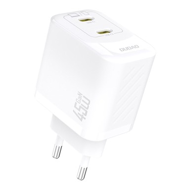 DUDAO Punjač zidni 2x USB-C GaN PD 45W, bijeli