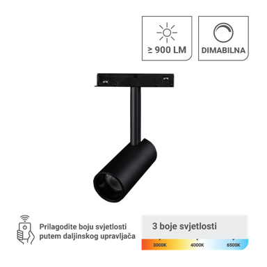 GREEN TECH LED magnetna svjetiljka MT08-20-10W-3CCT, 10 W, 3CCT, crna