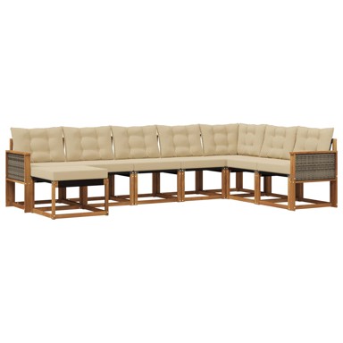 Set vanjskih sofa 8-dijelni s jastukom, prirodna/bež