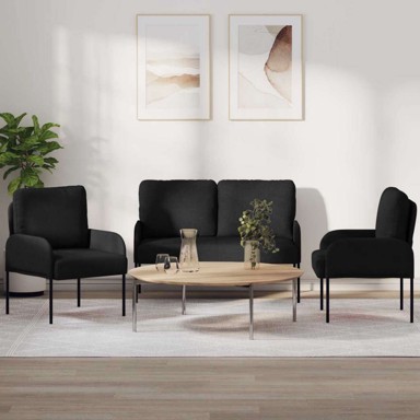 Set sofa s jastukom, 3 kom, 115 x 56 x 80 cm, šperploča, crni