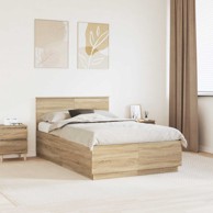 Krevetna konstrukcija s LED lampicama 120 x 190 cm, sonoma hrast