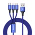BASEUS Kabel Rapid 3u1 USB – Micro USB / Lightning / USB-C, 1,2 m, 3 A, tamno plava