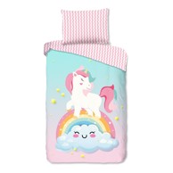 GOOD MORNING Pamučna dječja posteljina za krevet za jednu osobu 140x200 cm Sweety ružičasta/tirkizna