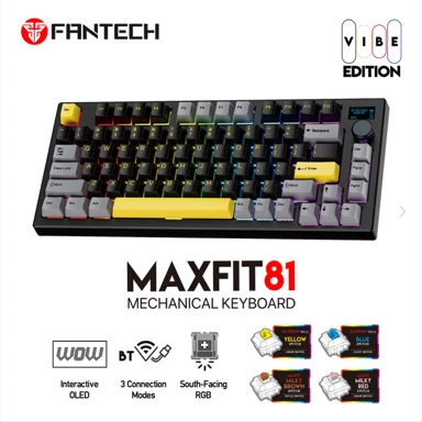 FANTECH Bežična gaming mehanička tipkovnica Max Fit 81, crveni switch, crno-siva