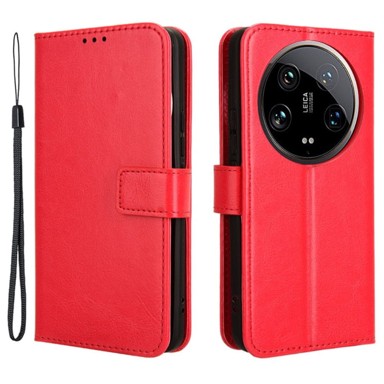 Preklopna maskica novčanik za Xiaomi 14 Ultra, crazy Horse, crvena