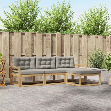 Set vanjskih sofa, 4 kom, poliester, bijelo-svjetlosiva