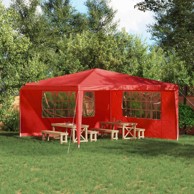 Zid šatora za zabavu, 2 pcs, 400 x 195 cm, PE i čelik, crvena