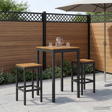 Stol za bar u vrtu 60 x 60,5 x 105 cm, prirodni i crni