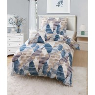 JAHU COLLECTIONS Posteljina Eden 140x200 cm od mikrosatena za krevet za jednu osobu 3-dijelna Plava/smeđa