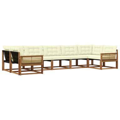 Set vanjskih sofa 7-dijelni s jastukom, prirodna/krem