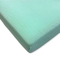 Mušlinska plahta za krevetić, gumica, 120x60 cm, menta