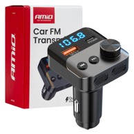 AMIO Bluetooth FM transmiter 1×USB-A 1×USB-C 12V 24V AMIO-04647