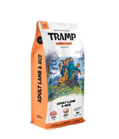 TRAMP Suha hrana za pse, piletina, za odrasle pse, 12 kg