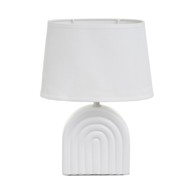 CASA SELECCIÓN Bijela stolna lampa keramička s tekstilnim sjenilom (visina 31 cm) 