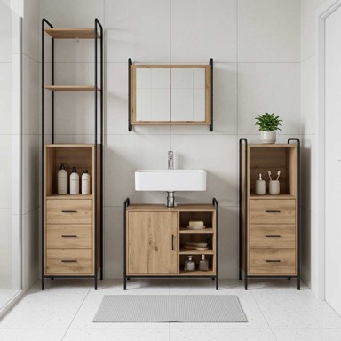Set kupaonskih ormarića 4 kom., artisan hrast