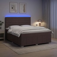 LED okvir za krevet s madracem 180 x 200 cm, tkanina, tamnosmeđi