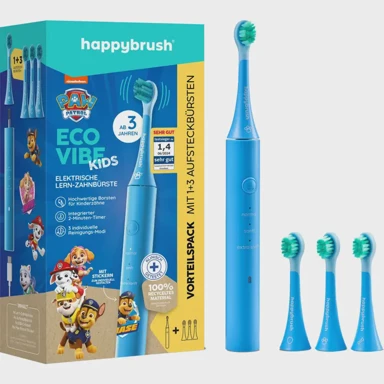 HAPPYBRUSH Električna četkica za zube ECO VIBE KIDS Paw Patrol, 3 nastavka, svijetloplava