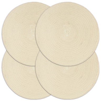Podmetači 4 kom obični/prirodni 38 cm okrugli pamučni